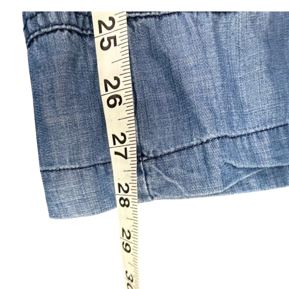Anthropologie Current Air Chambray Tiered Wide Leg Pant M Blue Flowy Modern Boho - Picture 11 of 16